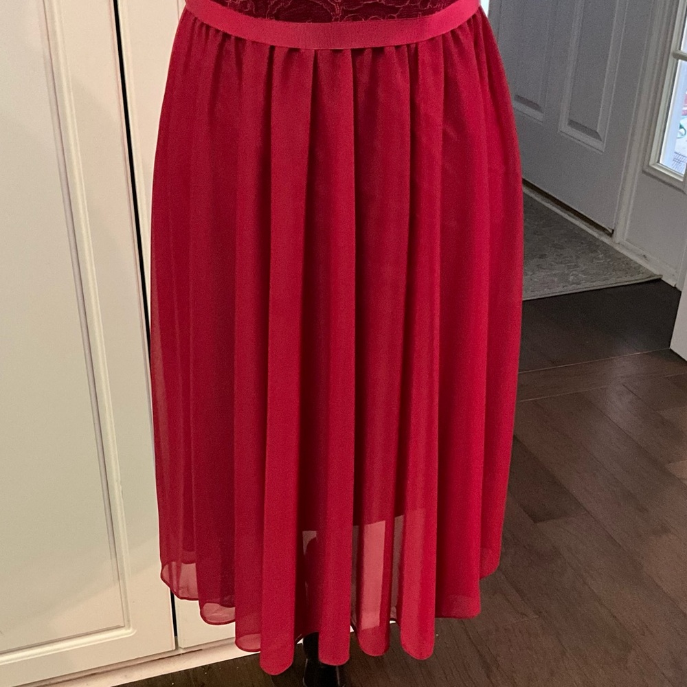 Cranberry Red Cocktail Dress Midi Size 2 America’s 250th Dress Patriotic July 4 - Picture 2 of 10